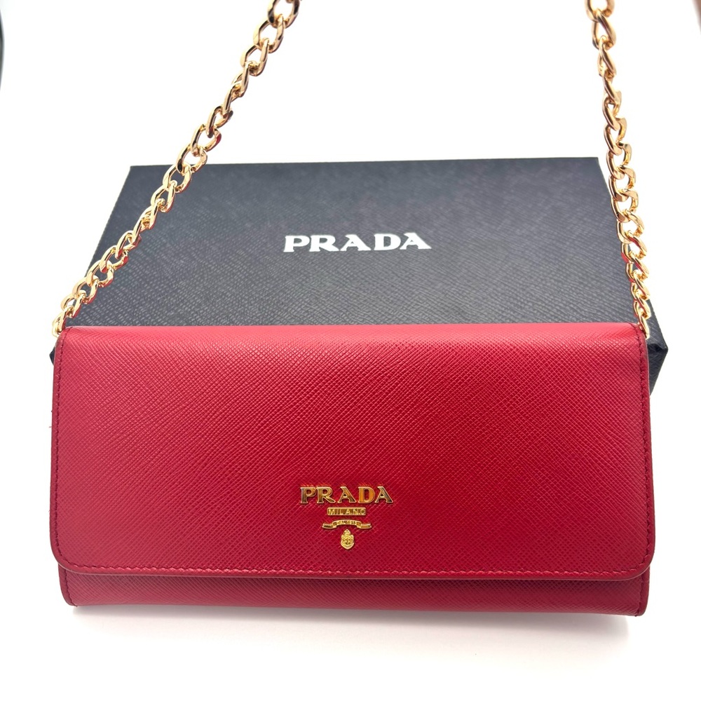 Prada Red Saffiano Leather‎ Wallet